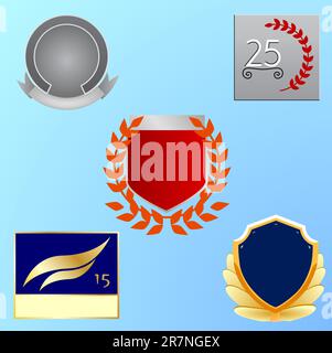 set vettoriale di badge per nove anni Illustrazione Vettoriale