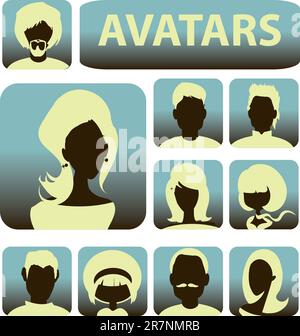 avatar di persone vettoriali o profili utente Illustrazione Vettoriale