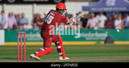 Northampton 16-Giugno 2023 : Steven Croft of Lancashire Lightning durante la partita di Blast Vitality T20 tra Northamptonshire Steelbacks vs Lancashire Lightning al County Ground Northampton Inghilterra . Foto Stock