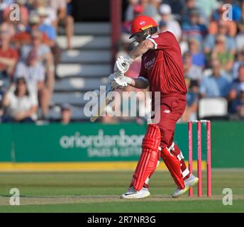 Northampton 16-Giugno 2023 : Steven Croft of Lancashire Lightning durante la partita di Blast Vitality T20 tra Northamptonshire Steelbacks vs Lancashire Lightning al County Ground Northampton Inghilterra . Foto Stock