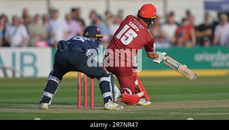 Northampton 16-Giugno 2023 :Steven Croft durante la partita Blast Vitality T20 tra Northamptonshire Steelbacks vs Lancashire Lightning al County Ground Northampton Inghilterra . Foto Stock