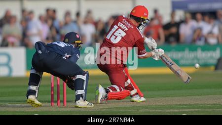 Northampton 16-Giugno 2023 : Steven Croft durante il Vitality T20 Blast Match tra Northamptonshire Steelbacks vs Lancashire Lightning al County Ground Northampton Inghilterra . Foto Stock