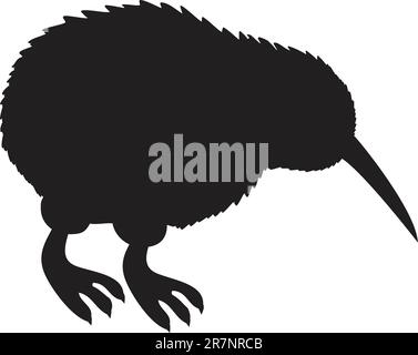 Silhouette kiwi nero scuro Illustrazione Vettoriale