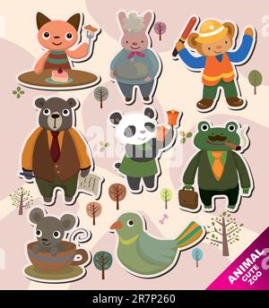 icone animali cartoni animati Illustrazione Vettoriale
