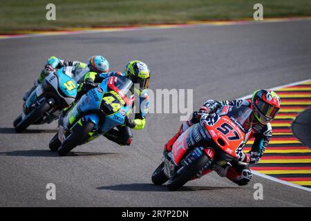 Hohenstein Ernsthal, Germania. 16th giugno, 2023. Prove libere davanti al MotoGP Liqui Moly Motorrad Grand Prix Deutschland sul circuito di Sachsenring. Giugno 16, 2023 in foto: Moto3 Entenamientos libres previos al Gran Premio Liqui Moly Motorrad de MotoGP de Alemania en el circuito de Sachsenring, 16 de Junio de 2023 POOL/ MotoGP.com/Cordon Stampa le immagini saranno solo per uso editoriale. Credito obbligatorio: © motogp.com Credit: CORDON PRESS/Alamy Live News Foto Stock