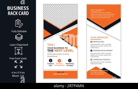 Business rack Card Corporate DL Flyer Design modello Illustrazione Vettoriale