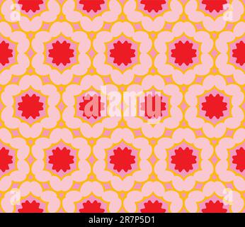 Motivo con fiori grandi dai colori vivaci (senza cuciture) in rosso, rosa, arancione Illustrazione Vettoriale