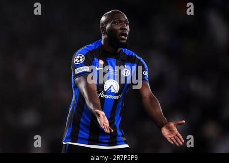 Istanbul, Turchia. 10 giugno 2023. Romelu Lukaku del FC Internazionale reagisce durante la finale di UEFA Champions League tra il Manchester City FC e il FC Internazionale. Credit: Nicolò campo/Alamy Live News Foto Stock