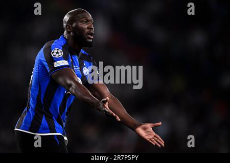 Istanbul, Turchia. 10 giugno 2023. Romelu Lukaku del FC Internazionale reagisce durante la finale di UEFA Champions League tra il Manchester City FC e il FC Internazionale. Credit: Nicolò campo/Alamy Live News Foto Stock