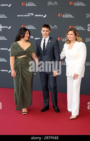 Monaco, Monaco. 17th giugno, 2023. Marie Ducruet, Louis Ducruet e Camille Gottlieb partecipano al tappeto rosso di apertura durante il 62nd° Festival TV di Monte Carlo il 16 giugno 2023 a Monte-Carlo, Monacopicture & copyright © Thierry CARPICO/ATP images (CARPICO Thierry/ATP/SPP) Credit: SPP Sport Press Photo. /Alamy Live News Foto Stock