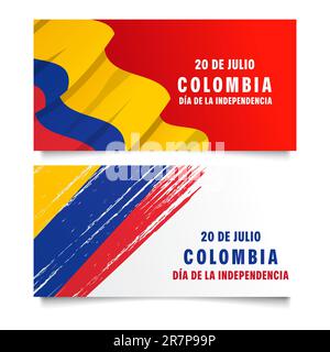 set di 20 luglio colombia independence day banner illustrazione Illustrazione Vettoriale