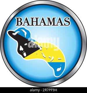 Illustrazione Vettoriale per le Bahamas, tasto rotondo. Illustrazione Vettoriale