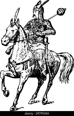 Cavaliere sul cavallo Illustrazione Vettoriale