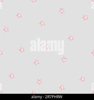 acquerello stelle marine senza cuciture in colore rosa su sfondo grigio. simpatico motivo minimalista Foto Stock