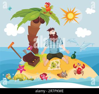 illustrazione vettoriale di un'isola Illustrazione Vettoriale