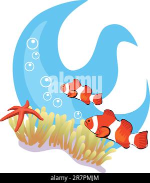 Tropical underwater illustrazione isolati su sfondo bianco Illustrazione Vettoriale