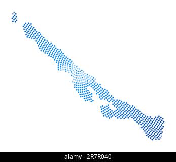 Mappa punteggiata di Stocking Island. Forma in stile digitale di Stocking Island. Icona tecnica con punti sfumati. Autentica illustrazione vettoriale. Illustrazione Vettoriale