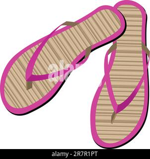 Flip-flop paglia su sfondo bianco Illustrazione Vettoriale