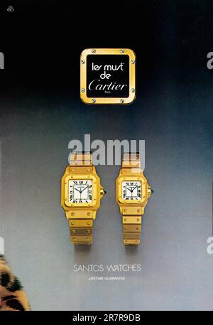 1982 Cartier Santos orologi annuncio a stampa Foto Stock