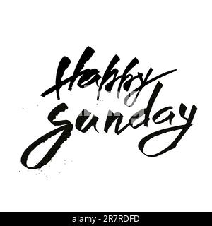 Buona domenica. Citazione di scrittura a mano alla moda, stampa d'arte per poster e biglietti d'auguri design. Illustrazione Vettoriale