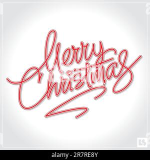 Calligrafia Merry Christmas con lettere a mano; illustrazione vettoriale scalabile e modificabile (eps8) Illustrazione Vettoriale