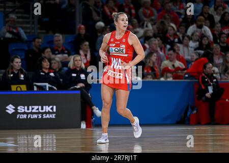 17th giugno 2023; Ken Rosewall Arena, Sydney, NSW, Australia: Suncorp Super Netball , New South Wales Swifts contro Adelaide Thunderbirds; Paige Hadley dei NSW Swifts Foto Stock