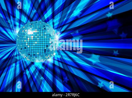 Sfondo vettoriale disco Ball con raggi e stelle / eps10 Illustrazione Vettoriale