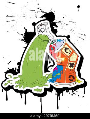 Spruzzare le cinghie della vernice. Illustrazione vettoriale fatta nello stile dei graffiti. Illustrazione Vettoriale
