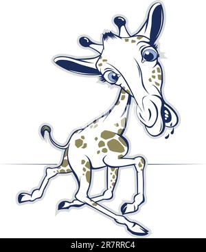 la giraffa sorridente corre in stile cartoni animati vettoriali Illustrazione Vettoriale