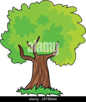 Albero verde illustrazione cartoon Illustrazione Vettoriale