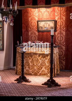 Questo è l'interno della Cappella a Talbot House nella città belga di Poperinge conosciuta durante la prima guerra mondiale come Pop Foto Stock