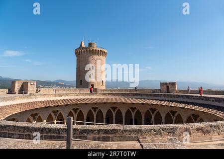 Vista interna del Castello Bellver a Palma di Maiorca - Spagna. Foto Stock