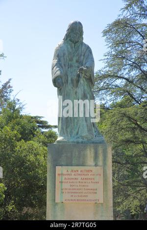 Statua e monumento all'agronomo francese Jean Althen, Rocher des Doms, scultura, verdigris, francese, Scienziato, scultura, Avignone, Vaucluse Foto Stock