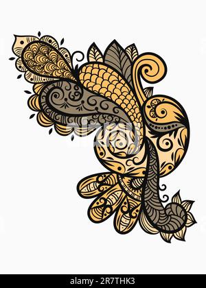 elemento di design vettoriale paisley in colori caldi Illustrazione Vettoriale