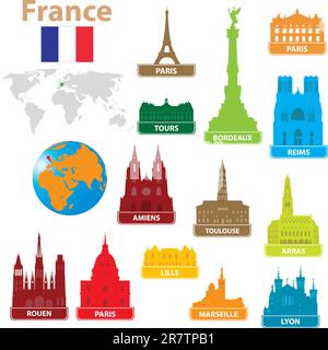 Città simbolo della Francia. Illustrazione vettoriale per la progettazione Illustrazione Vettoriale