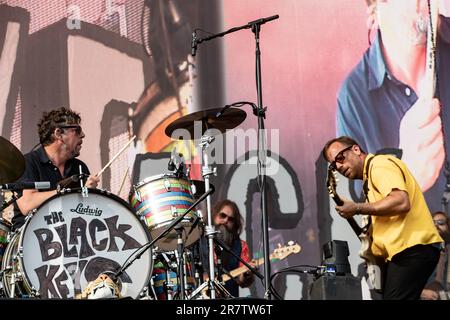 LANDGRAAF - il duo rock americano The Black Keys con il cantante/chitarrista Dan Auerbach e il batterista Patrick Carney si esibirà durante il secondo giorno dell'edizione 52nd di Pinkpop. ANP PAUL BERGEN olanda fuori - belgio fuori Foto Stock