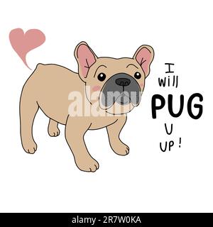 Pug dog , ti farò fare un cartoni animati Illustrazione Vettoriale