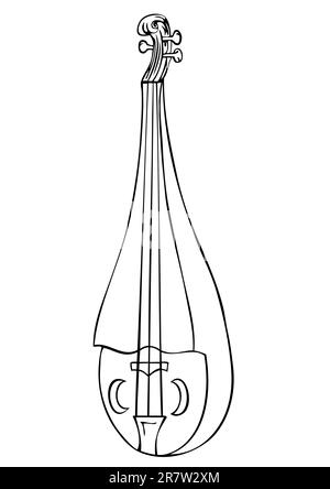 Illustrazione dello strumento a corde medievali - vettore. Questo file è vettoriale, può essere scalato a qualsiasi dimensione senza perdita di qualità. Illustrazione Vettoriale