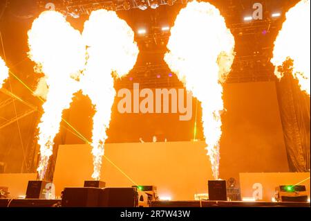 Manchester, Stati Uniti. 16th giugno, 2022. GRIZ si esibisce durante il giorno 2 del 2023 Bonnaroo Music & Arts Festival il 16 giugno 2023 a Manchester, Tennessee. Photo: Darren Eagles/imageSPACE Credit: Imagespace/Alamy Live News Foto Stock