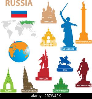 Città simbolo per la Russia. Illustrazione vettoriale per la progettazione Illustrazione Vettoriale