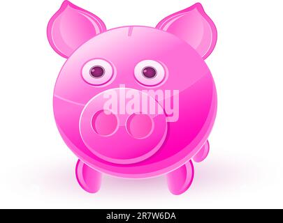 Pink Piggy Bank isolato su sfondo bianco. Illustrazione vettoriale Illustrazione Vettoriale