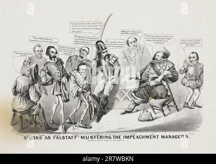 Cucchiai come Falstaff che affasta i responsabili di impeachment 1868 Foto Stock