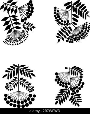 rowan rade le silhouette nere Illustrazione Vettoriale
