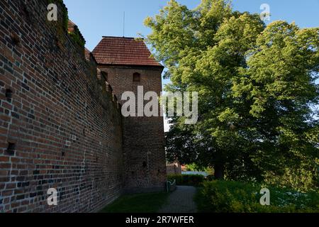 Nymburk, Repubblica Ceca - 30 maggio 2023 - fortificazione medievale gotica in un pomeriggio di primavera soleggiato Foto Stock