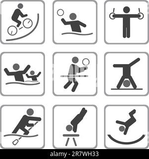 Set di icone sportive. Illustrazione vettoriale per la progettazione Illustrazione Vettoriale
