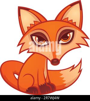 Vector cartoon illustrazione di un simpatico Little Red Fox. Illustrazione Vettoriale