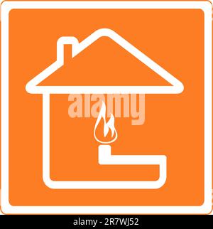 segno rosso di fuoco e gas in casa Illustrazione Vettoriale