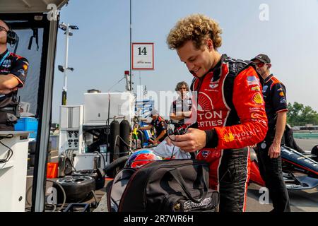 Lago Elkhart, WISCONSIN, Stati Uniti. 17th giugno, 2023. Il pilota DELLA INDYCAR Series, SANTINO FERRUCCI (14) di Woodbury, Connecticut, si qualifica per il Sonsio Grand Prix a Road America a Elkhart Lake, WI, USA. (Credit Image: © Walter G. Arce Sr./ZUMA Press Wire) SOLO PER USO EDITORIALE! Non per USO commerciale! Foto Stock