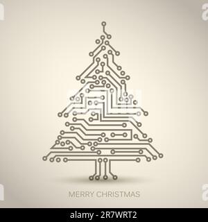 Vector albero di Natale dal circuito elettronico digitale Illustrazione Vettoriale