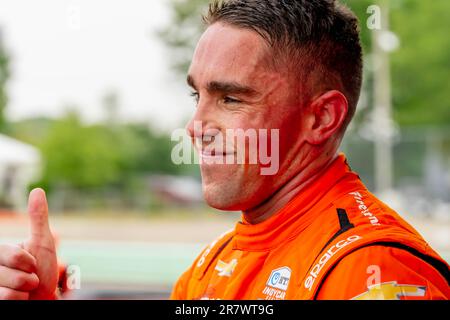 Lago Elkhart, WISCONSIN, Stati Uniti. 17th giugno, 2023. Il pilota DELLA INDYCAR Series, BENJAMIN PEDERSEN (R) (55) di Copenhagen, Danimarca, si qualifica per il Sonsio Grand Prix in Road America a Elkhart Lake, WI, USA. (Credit Image: © Walter G. Arce Sr./ZUMA Press Wire) SOLO PER USO EDITORIALE! Non per USO commerciale! Foto Stock